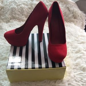 Red platform heels